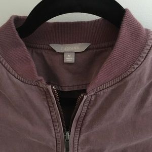 Plum distressed bomber jacket